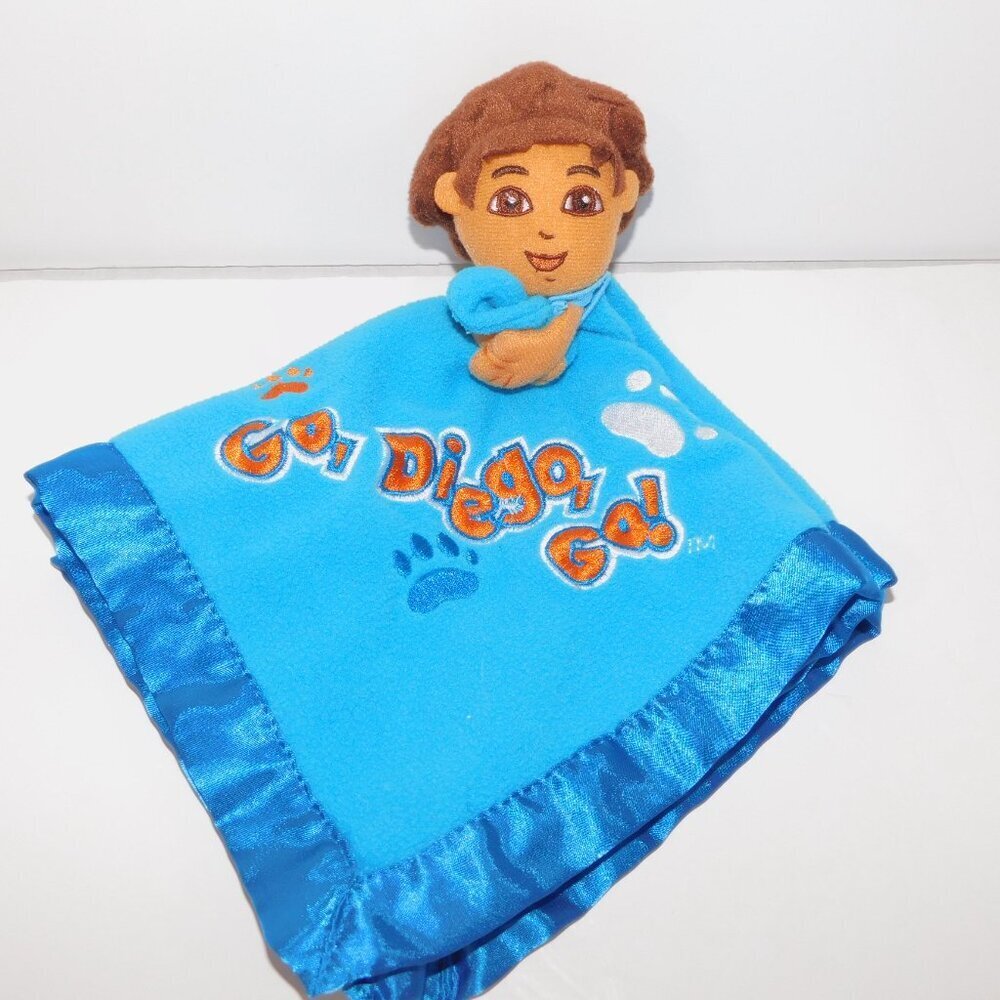 Go Diego Go Dora the Explorer Security Blanket Blue Plush  Baby lovey Satin Trim
